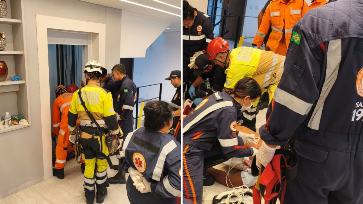Elevador cai durante manutenção e deixa atinge técnico em prédio de BH Elevador cai durante manutenção e deixa atinge técnico em prédio de BH