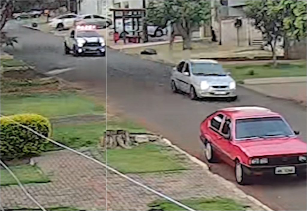 Câmera flagra carro em fuga da Transitar na Região Norte de Cascavel