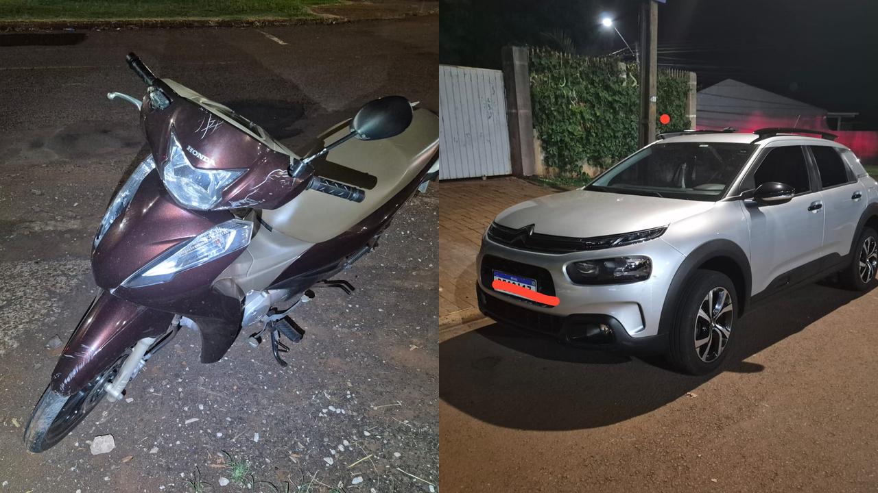 Motoneta e carro batem no Bairro Santa Cruz e piloto vai parar no hospital