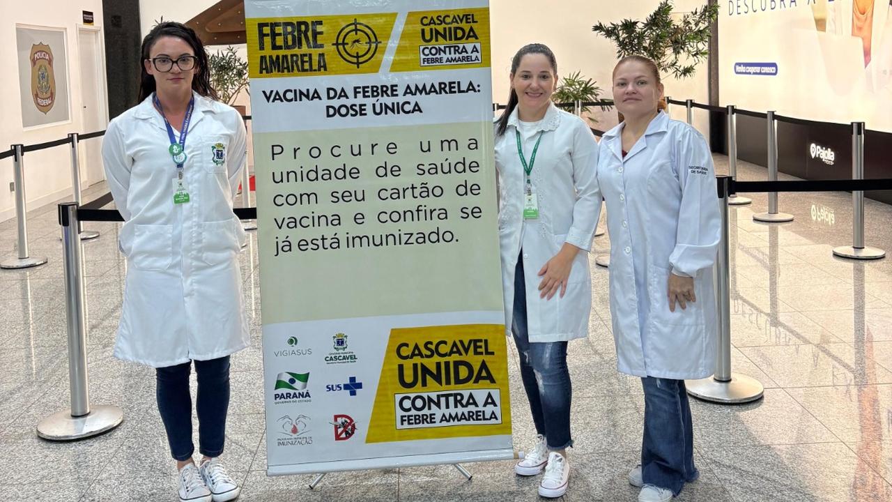 Ponto de vacinação contra febre amarela e sarampo é instalado no Aeroporto de Cascavel