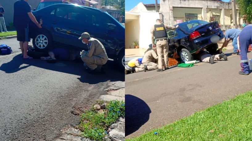 Idoso fica preso embaixo de carro após acidente em Apucarana