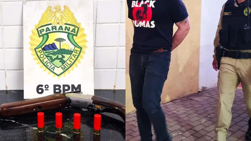 Homem é preso com espingarda calibre 12 e munições no Centro de Cascavel