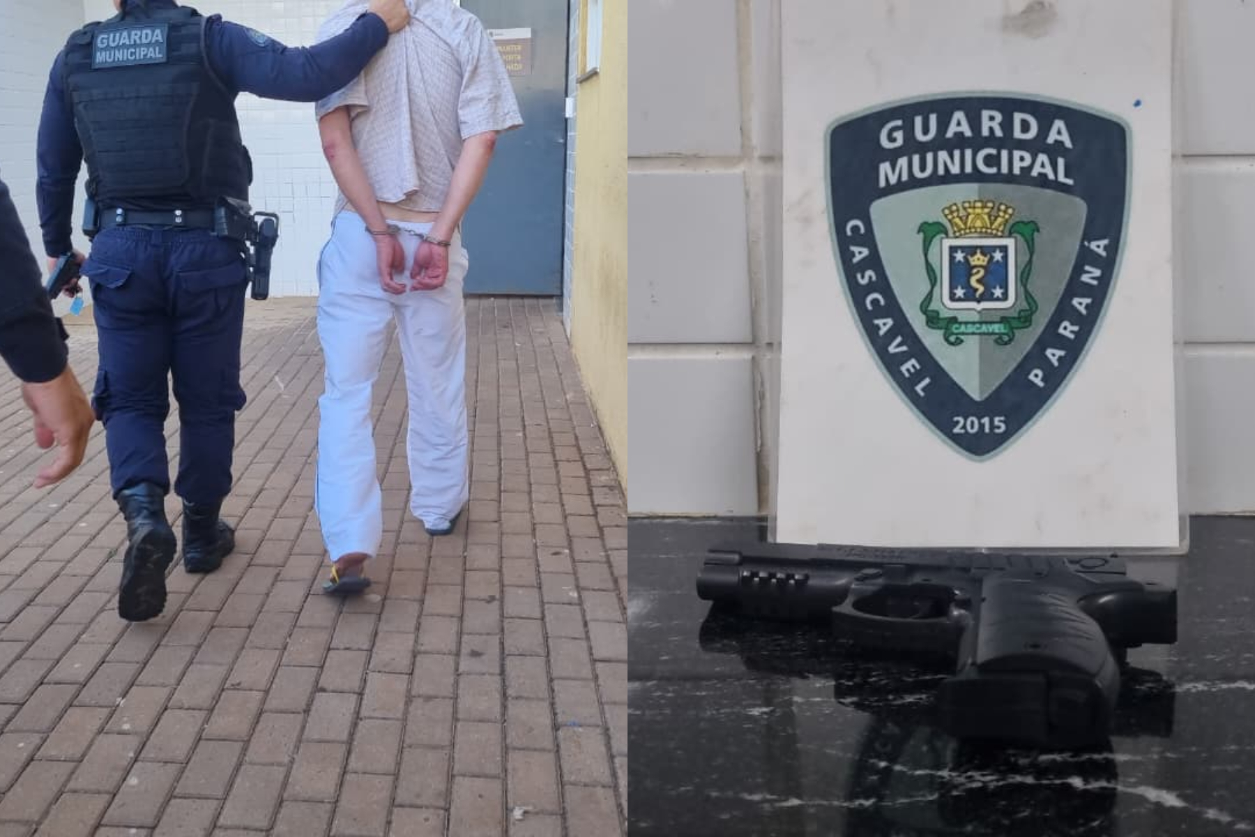 Imagem referente a Homem é detido após ameaçar pessoas em mercado de Cascavel; arma de pressão é apreendida