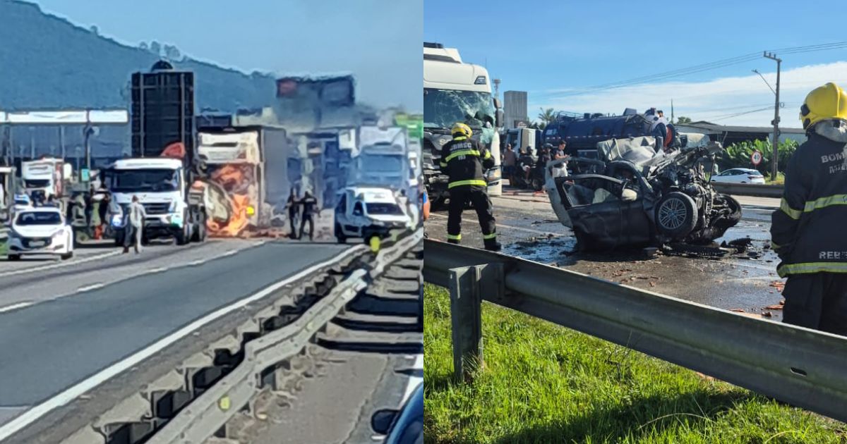 Três mortos e um ferido em grave acidente na BR-101 em Itajaí (SC) Três mortos e um ferido em grave acidente na BR-101 em Itajaí (SC)