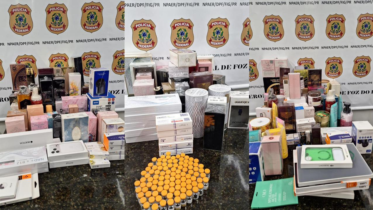 PF apreende centenas de medicamentos e eletrônicos ilegais no Aeroporto de Foz do Iguaçu PF apreende centenas de medicamentos e eletrônicos ilegais no Aeroporto de Foz do Iguaçu