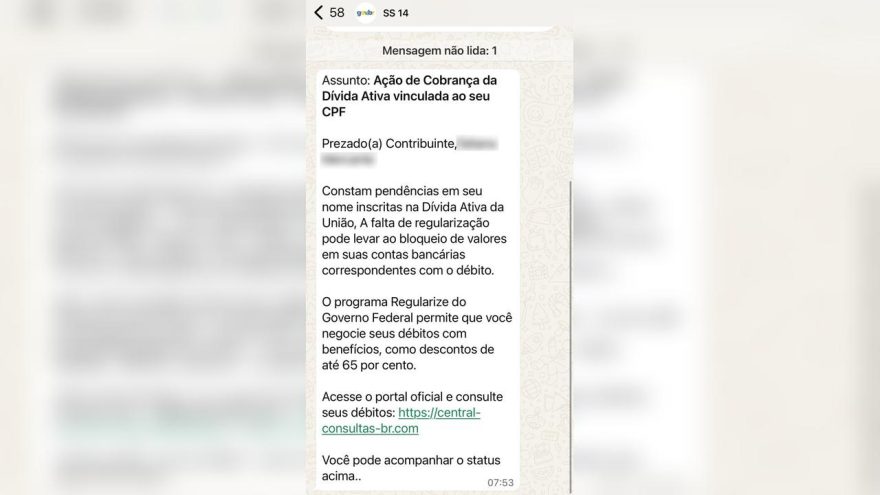 Tentativa de golpe pelo WhatsApp ameaça bloquear contas bancárias