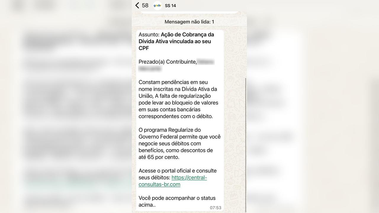 Tentativa de golpe pelo WhatsApp ameaça bloquear contas bancárias