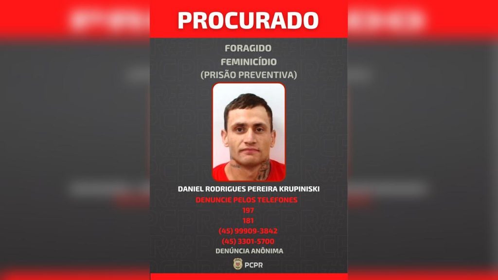 Mandado de prisão preventiva é expedido contra acusado de feminicídio em Cascavel