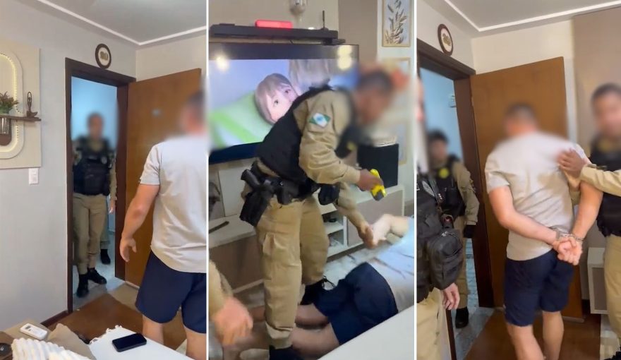 Vídeo mostra momento em que PM arromba porta de apartamento para buscar criança que não foi devolvida à mãe