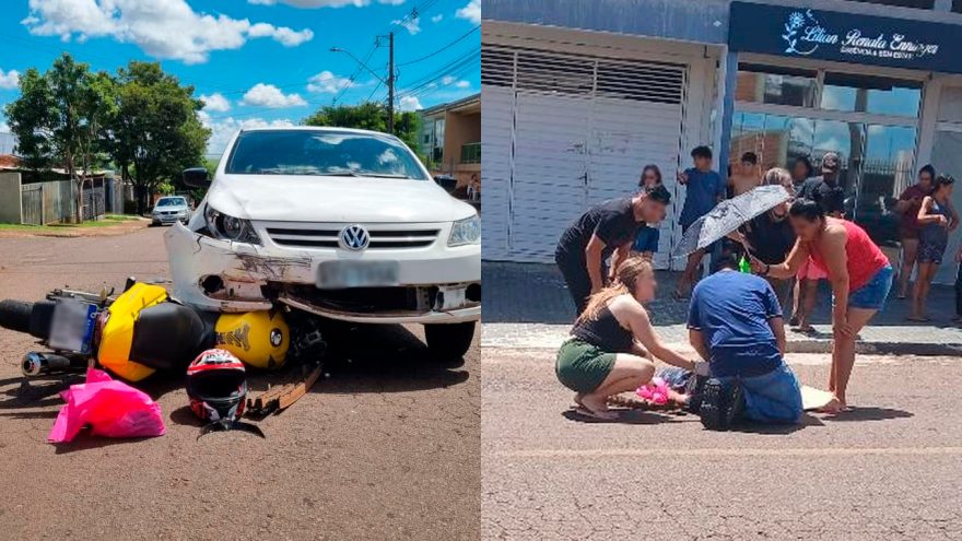 Motociclista fica ferido em acidente com carro no Parque dos Ipês, em Cascavel