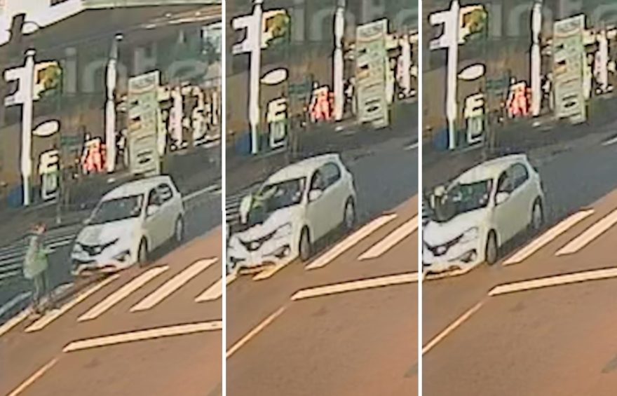 Vídeo mostra adolescente sendo atropelada por carro na faixa de pedestres na Rua Manaus
