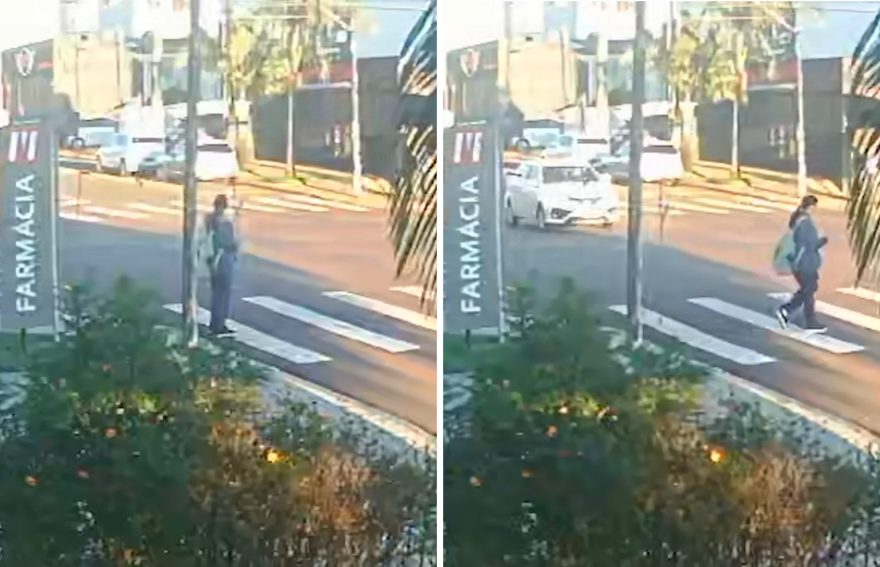 Vídeo mostra que adolescente parou na faixa antes de ser atropelada por carro