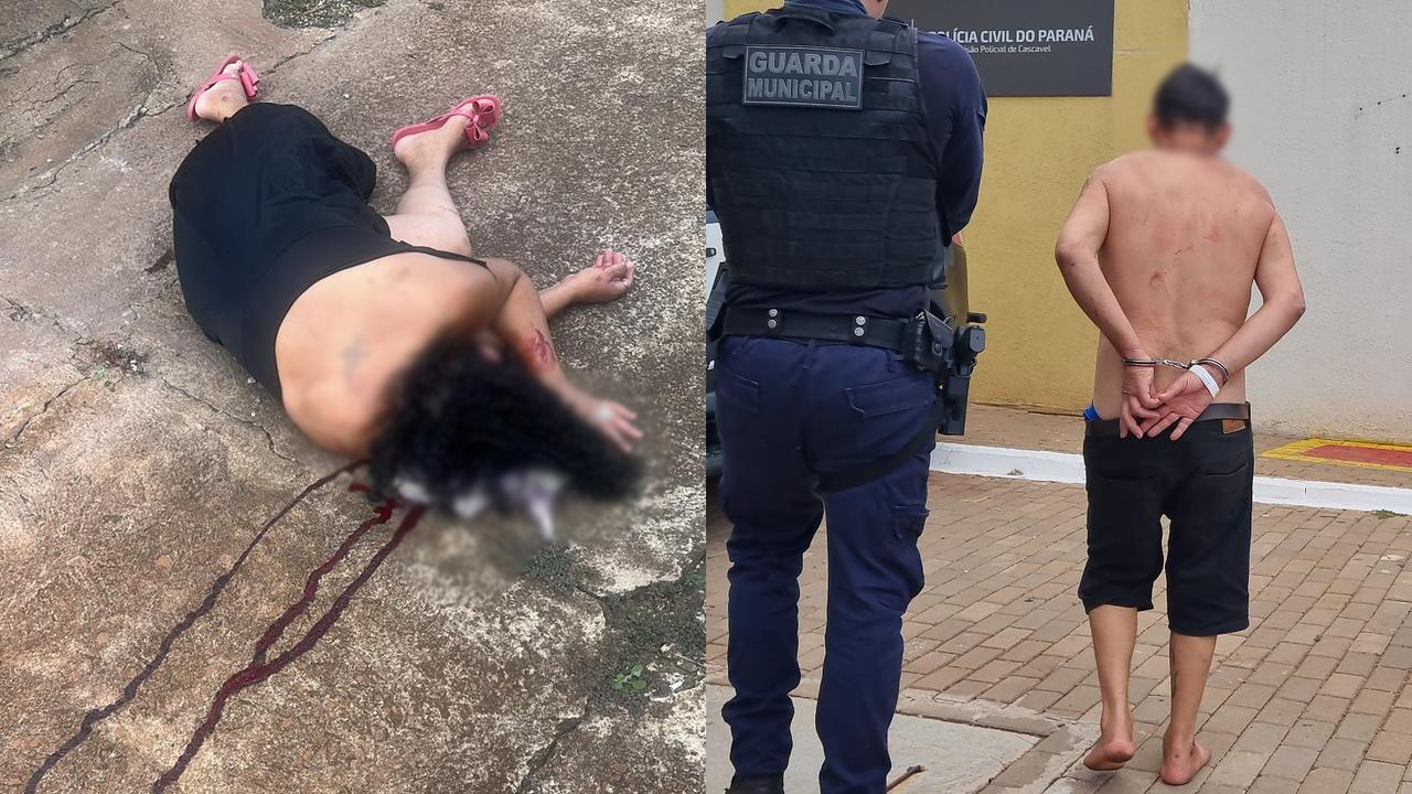 Homem que martelou cabeça de mulher é encaminhado à delegacia após atendimento médico em Cascavel