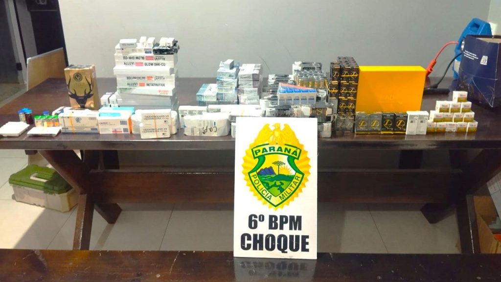 Polícia Militar apreende cerca de R$ 200 mil em anabolizantes e medicamentos contrabandeados na Av. Tancredo Neves