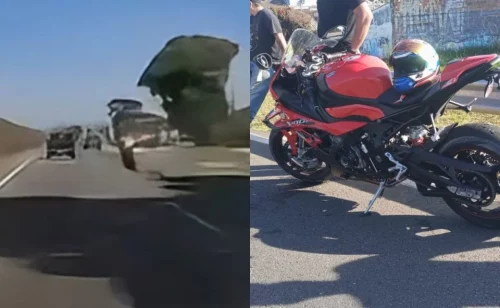 Câmera flagra acidente que matou motociclista de 33 anos na BR-277 Câmera flagra acidente que matou motociclista de 33 anos na BR-277