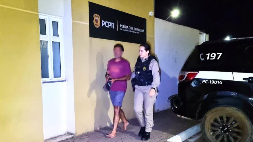 Suspeito de ameaça contra mulher em Corbélia é conduzido à delegacia de Cascavel na madrugada deste sábado