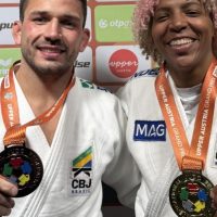 Imagem referente a Rafaela Silva é ouro e Cargnin bronze no Grand Prix de judô da Áustria