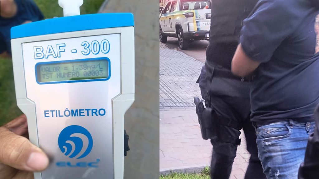 Flagrado na contramão, motociclista é detido por embriaguez após ação da GM e Transitar no Centro