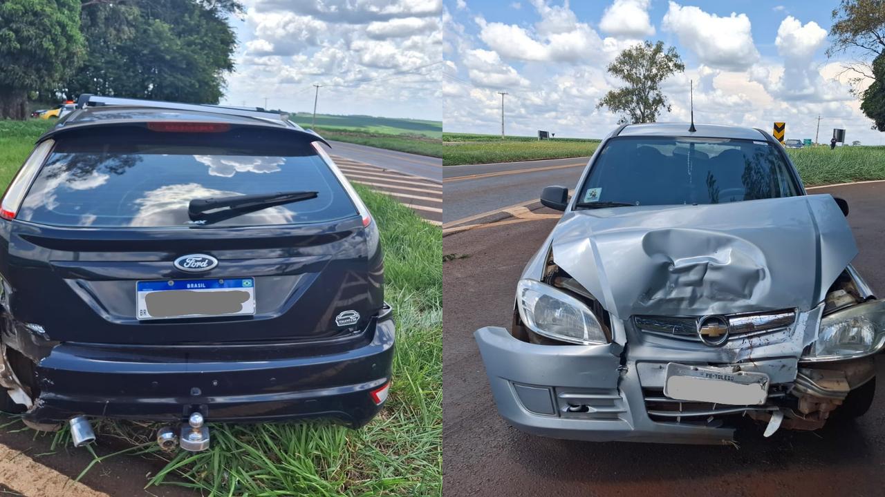 Três pessoas ficam feridas após colisão no trevo de acesso a Vila Nova, em Toledo