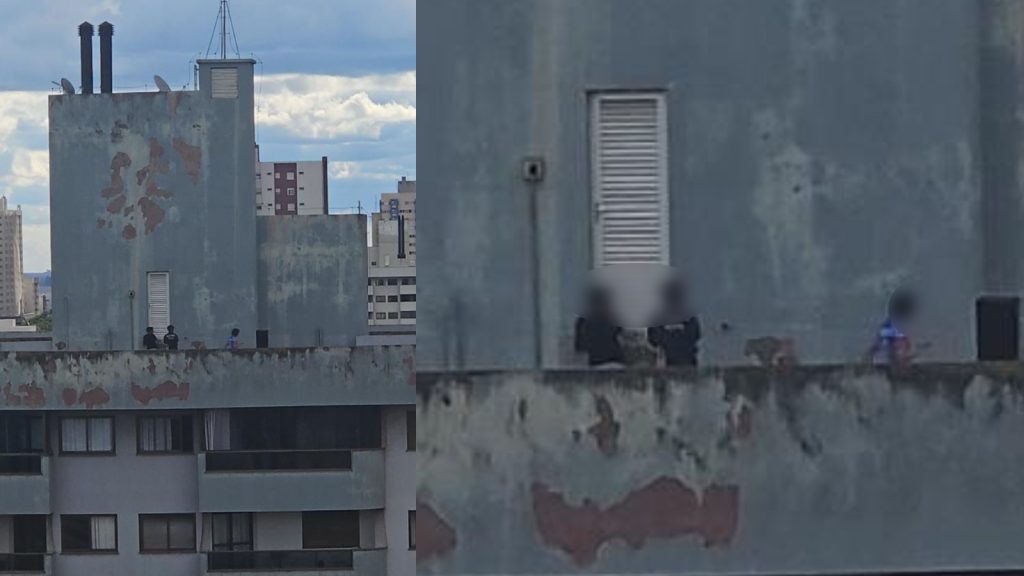 Crianças em terraço de prédio causam pânico em cascavelenses que registram o ocorrido