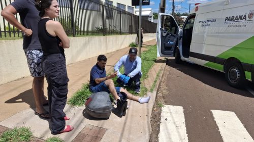Ciclista fica ferido após colisão com carro na saída do Bairro Brasmadeira