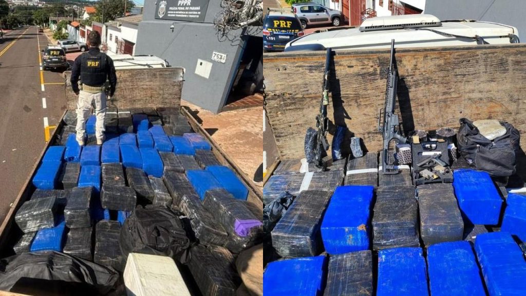 PRF apreende mais de 3,5 toneladas de maconha, haxixe e armas na BR-163 em Toledo