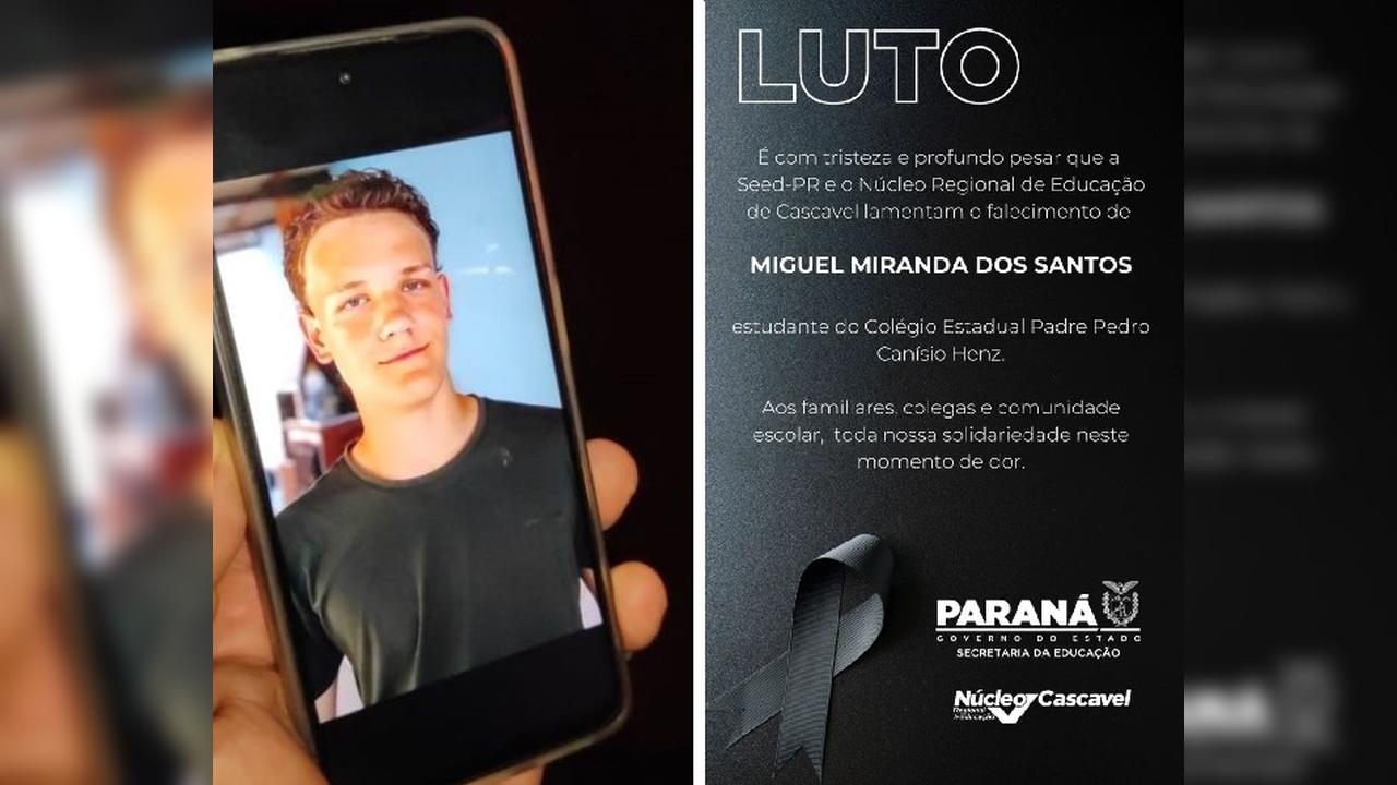 Núcleo Regional de Educação emite nota de pesar após falecimento do estudante Miguel dos Santos