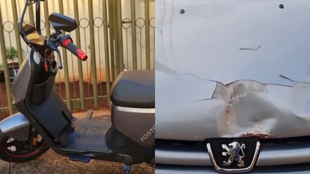 Adolescente de 17 anos fica ferida após colisão entre moto elétrica e carro na Tito Muffato