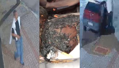 Veja momento em que homem ateia fogo em carro no Bairro Country, em Cascavel Imagem referente a Veja momento em que homem ateia fogo em carro no Bairro Country, em Cascavel