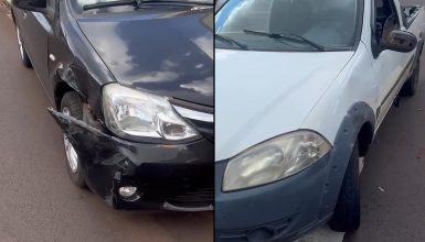 Etios e Strada se envolvem em acidente no Centro de Cascavel Imagem referente a Etios e Strada se envolvem em acidente no Centro de Cascavel