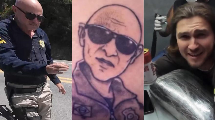 Turista tatua agente da PRF no bumbum após abordagem viral