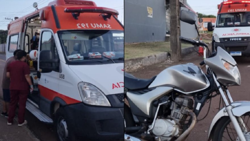 Ambulância com outro paciente dentro para e socorre vítima de novo acidente no bairro Brasília
