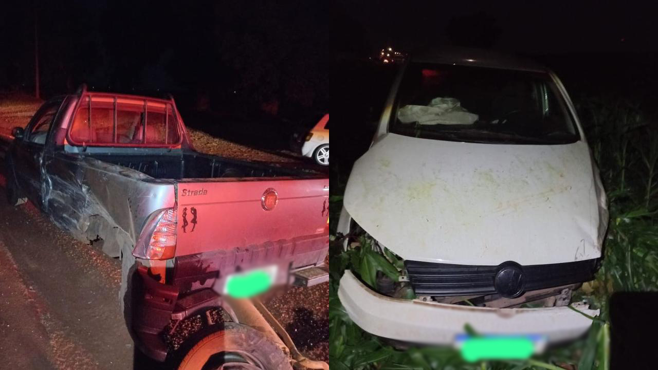 Acidente entre Gol e Strada deixa dois feridos na PR-317 em Quarto Centenário