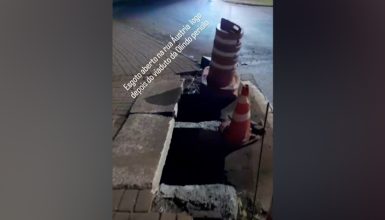 Bueiro aberto preocupa moradores no bairro Cascavel Velho Imagem referente a Bueiro aberto preocupa moradores no bairro Cascavel Velho