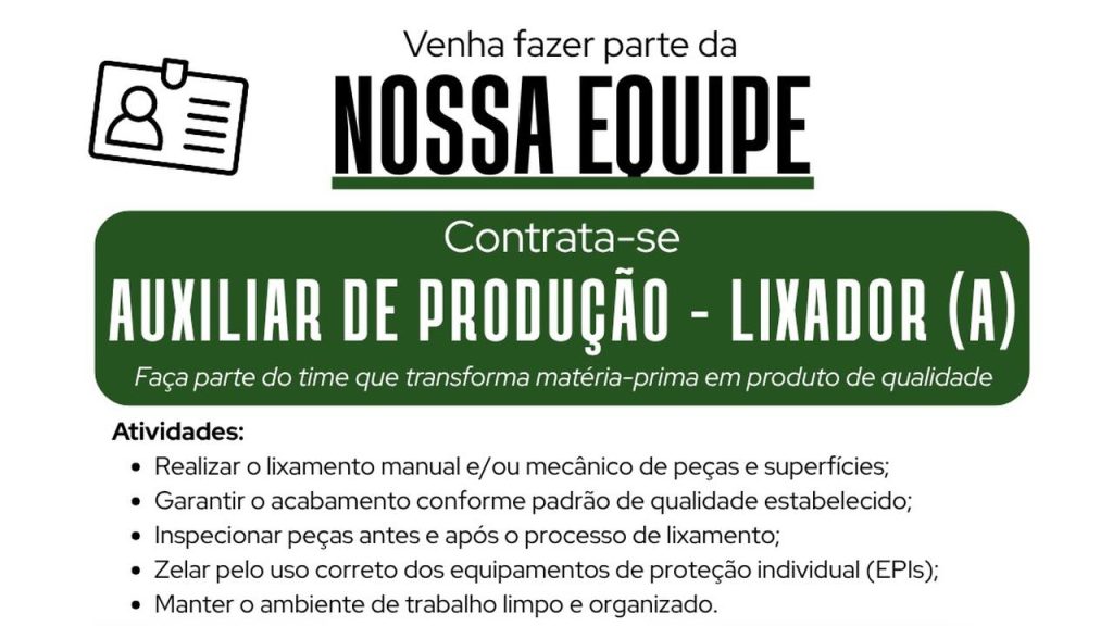 Empresa de Cascavel contrata Auxiliar de Produção – Lixador(a)
