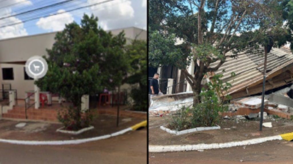 Antes X depois: imagens mostram destruição em mercearia invadida por carro e moto