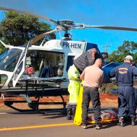 Imagem referente a Motorista de carro envolvido em grave acidente em Céu Azul é trazido de helicóptero para Cascavel