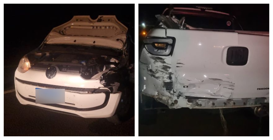 UP fica destruído em acidente com Fiat Toro entre Cascavel e Santa Tereza do Oeste