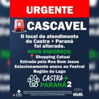 Imagem referente a Atenção! Local do Castra + Paraná em Cascavel foi alterado