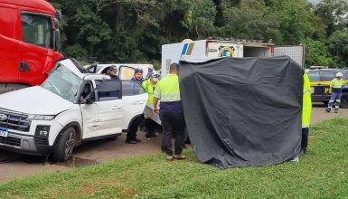 Imagem referente a Polícia Científica recolhe o corpo de menina de sete anos vítima de tragédia na BR-277