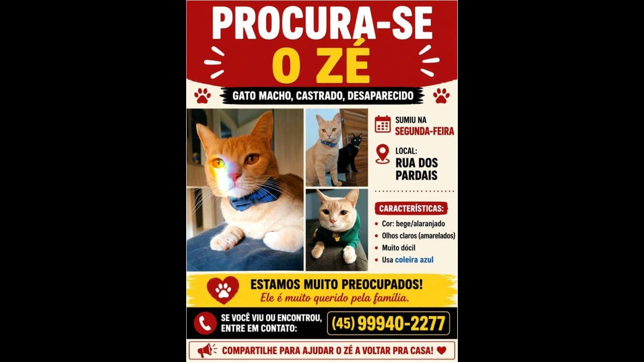 Gato desaparece no bairro Floresta Imagem referente a Gato desaparece no bairro Floresta