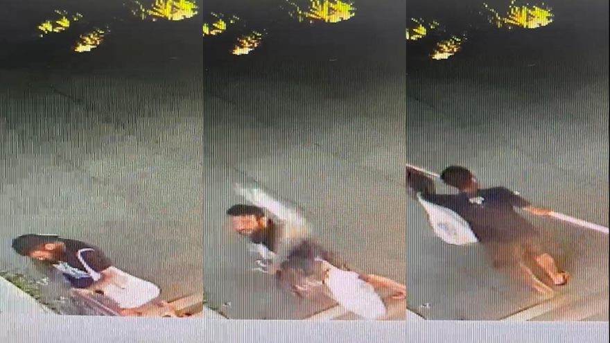 Na maior tranquilidade, morador de rua desmonta e furta corrimão de farmácia na Rua Paraná