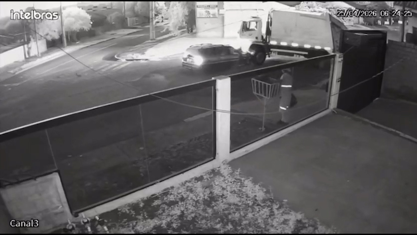 Pancada! Vídeo mostra momento de forte colisão contra caminhão de lixo e resgate de vítimas em Cascavel