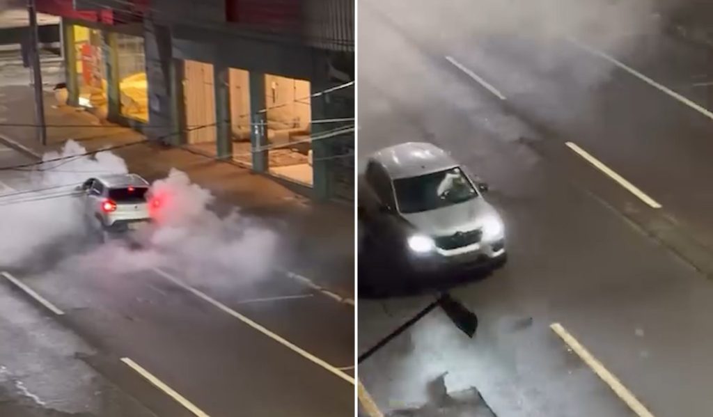 Patinadas, gritaria e socos em carro na contramão: Fuzarca no Centro de Cascavel chama atenção