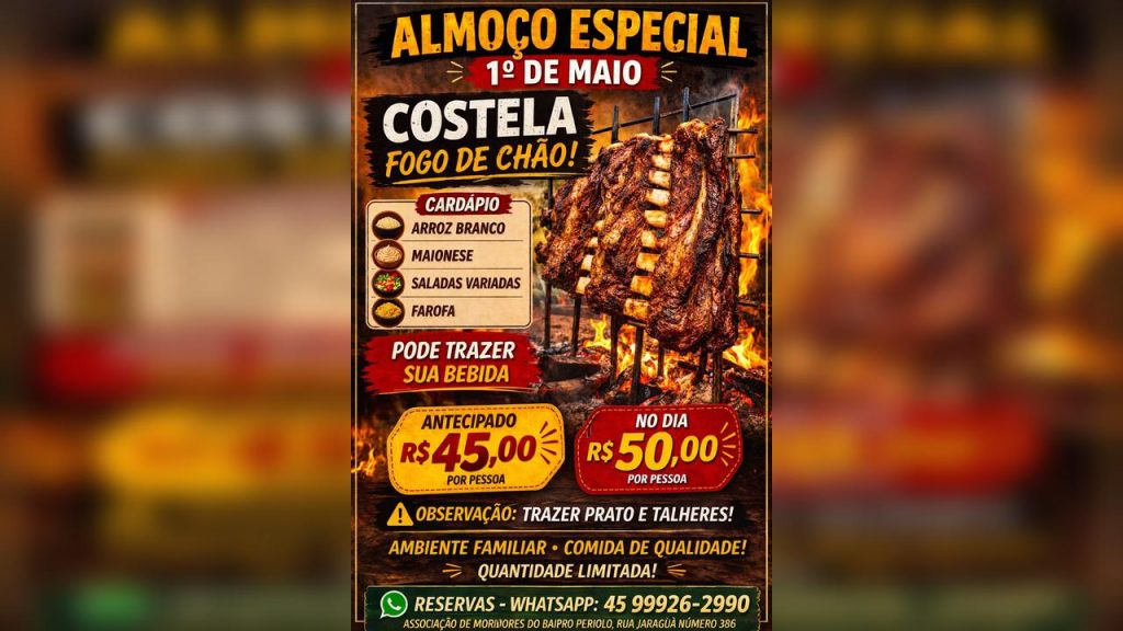 Associação do Periolo fará almoço com costela no 1º de Maio