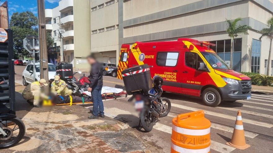 Motociclista fica ferido em acidente de trânsito no Centro