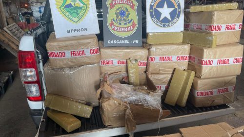 Mais de 100 kg de maconha e 920 pacotes de cigarros contrabandeados são apreendidos em Cascavel