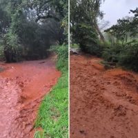 Imagem referente a Impressionante: Rua vira rio após chuva intensa e casas são alagadas no Lago Azul
