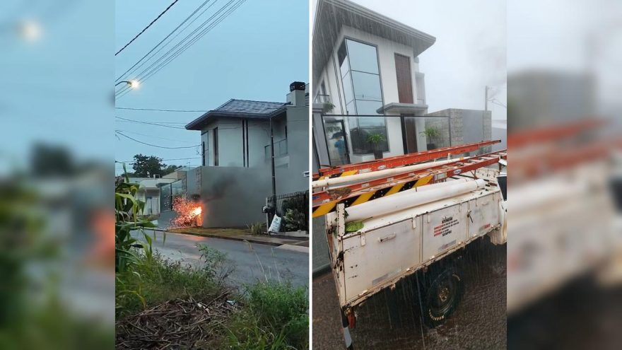 Raio provoca explosão e incêndio em ‘padrão de energia’ da Copel em Corbélia