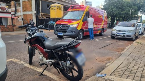 Motociclista sofre acidente de trânsito na Rua Paraná